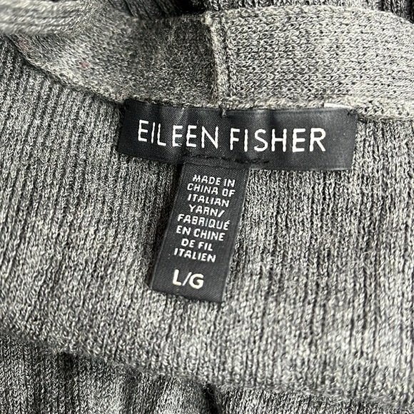 Eileen Fisher Washable Wool Ribbed Long Charcoal Gray Cardigan Sweater - Picture 4 of 5